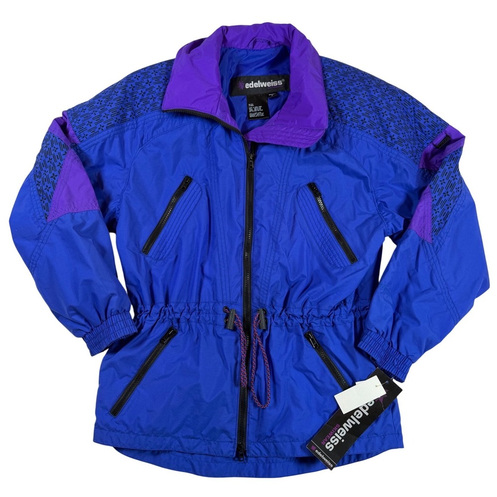 Vtg Edelweiss Ski Jacket Womens Small Blue Purple Colorblock NWT 80s 90s Retro